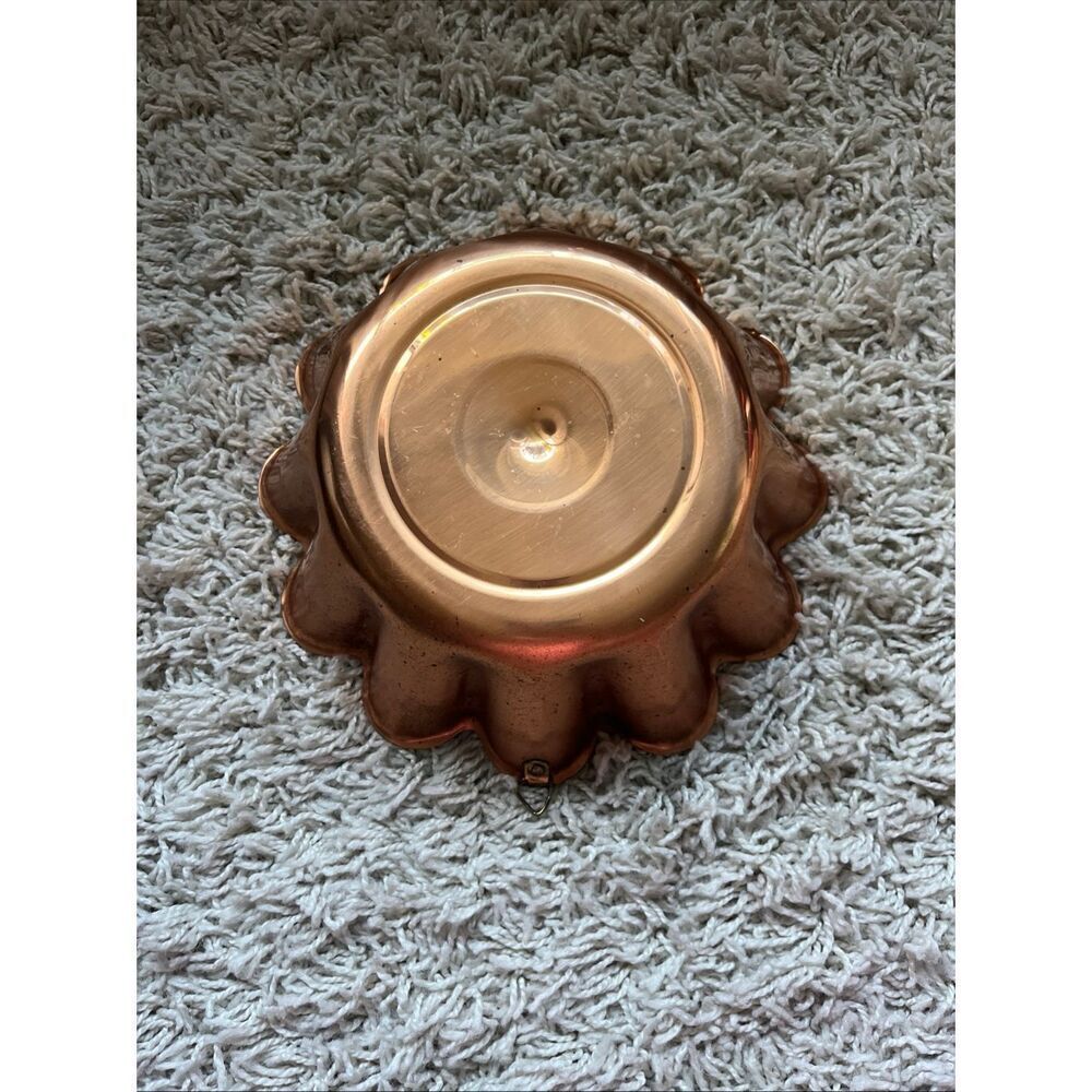 Vintage Copper Tone Fluted Jello Mold Pudding Cake Pan Wall Kitchen Decor  Retro